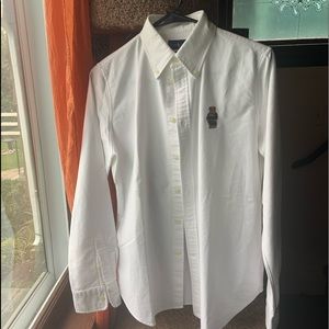 White Ralph Lauren Polo Oxford bear shirt